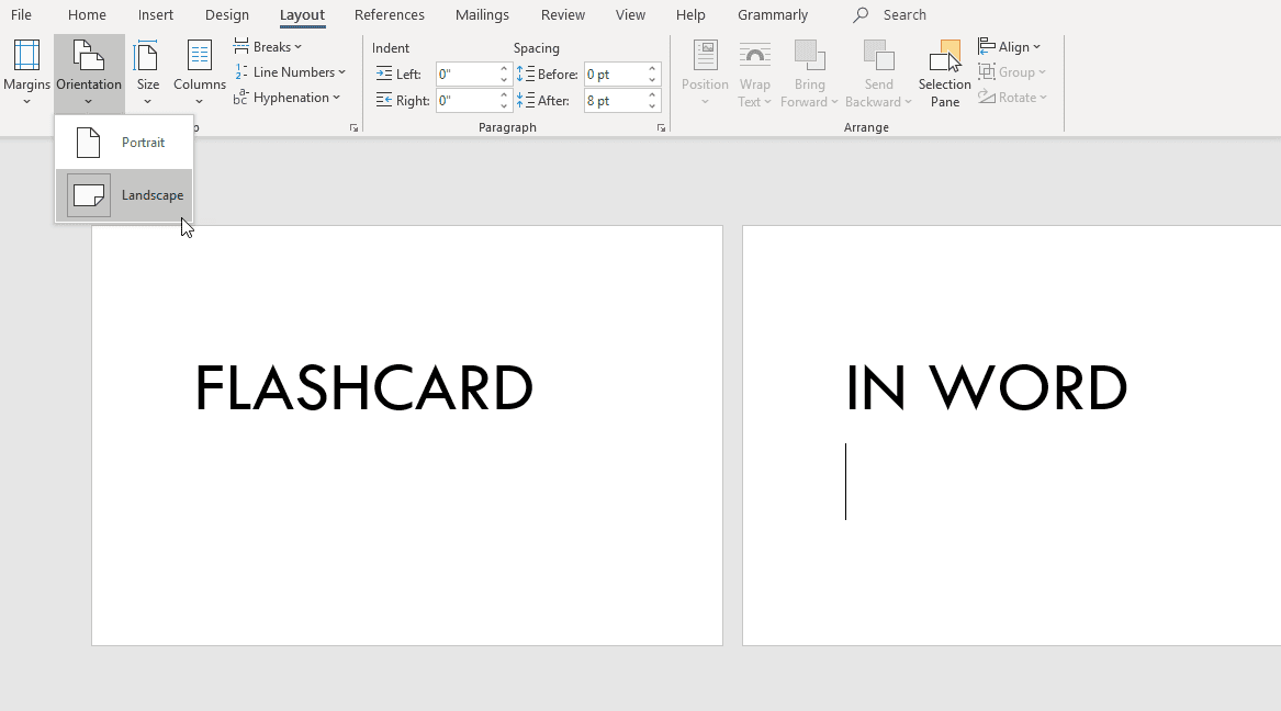 Kaip sukurti „flashcards“ naudojant „Microsoft Word“.