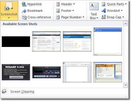 Kako narediti posnetek zaslona v programu Microsoft Word 2010