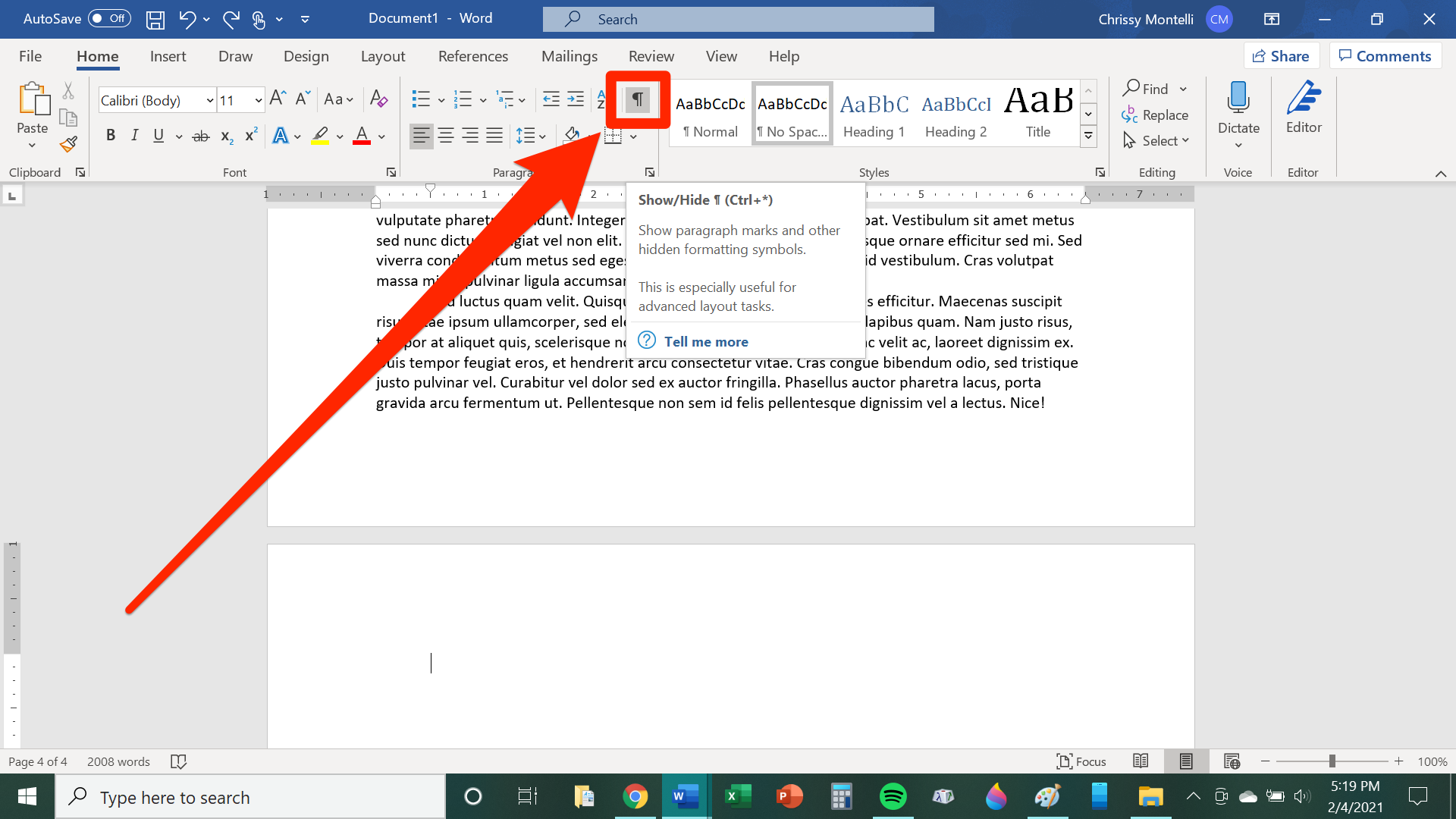 Comment supprimer une page sur Microsoft Word