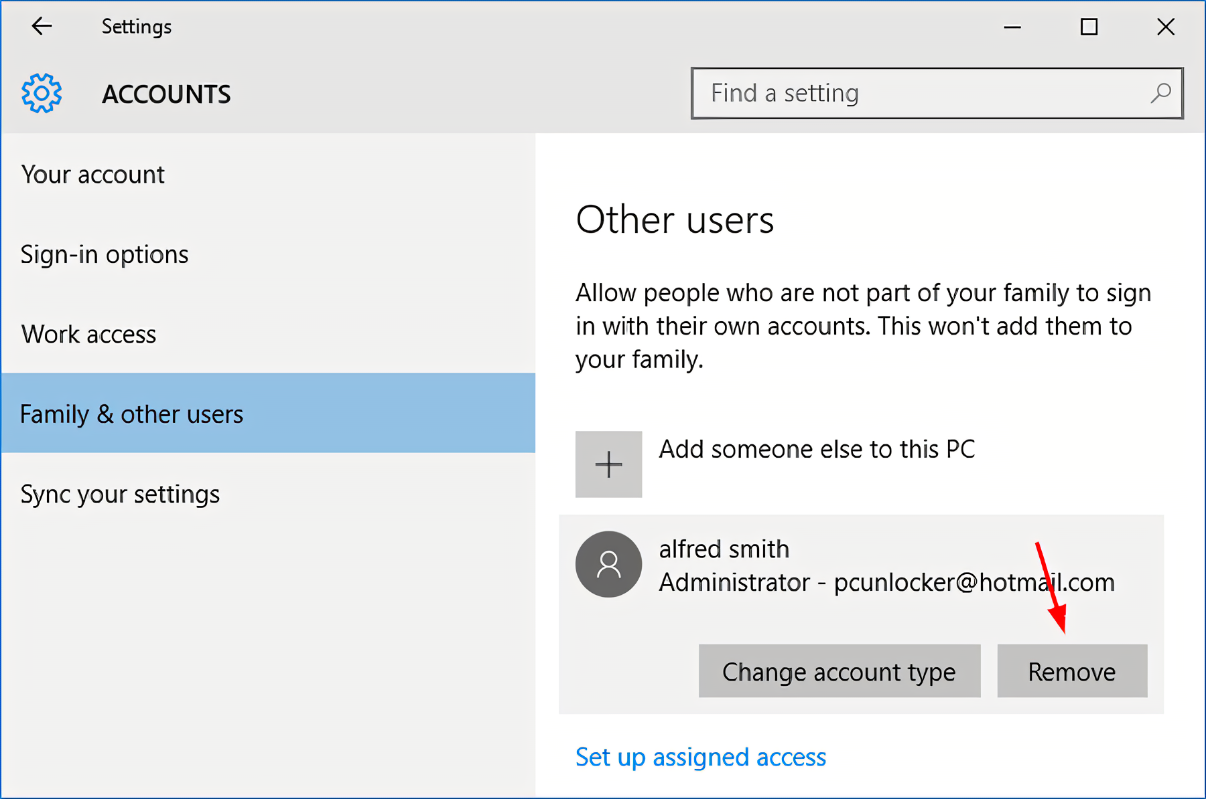 A Microsoft-fiók eltávolítása a Windows 10 rendszerből