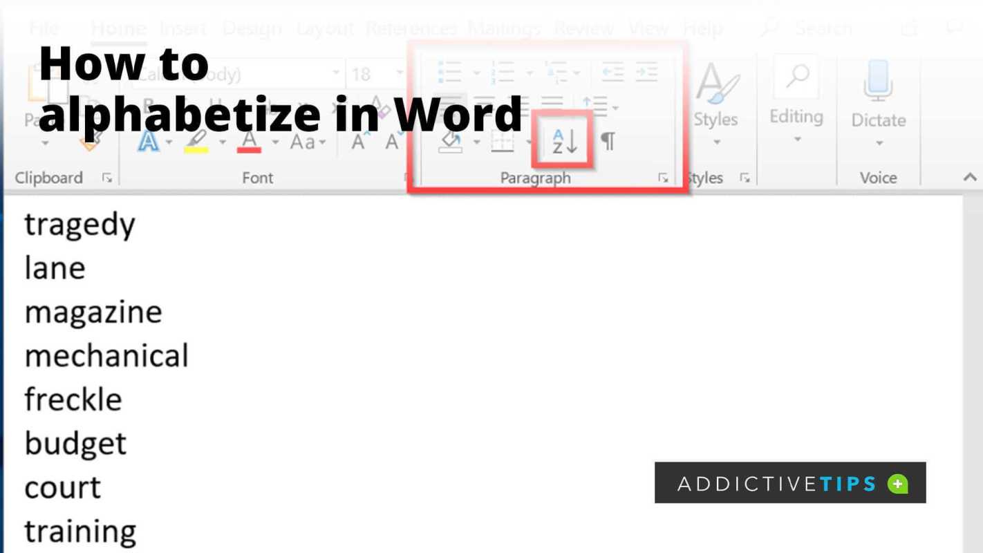 Paano mag-alphabetize sa Microsoft Word