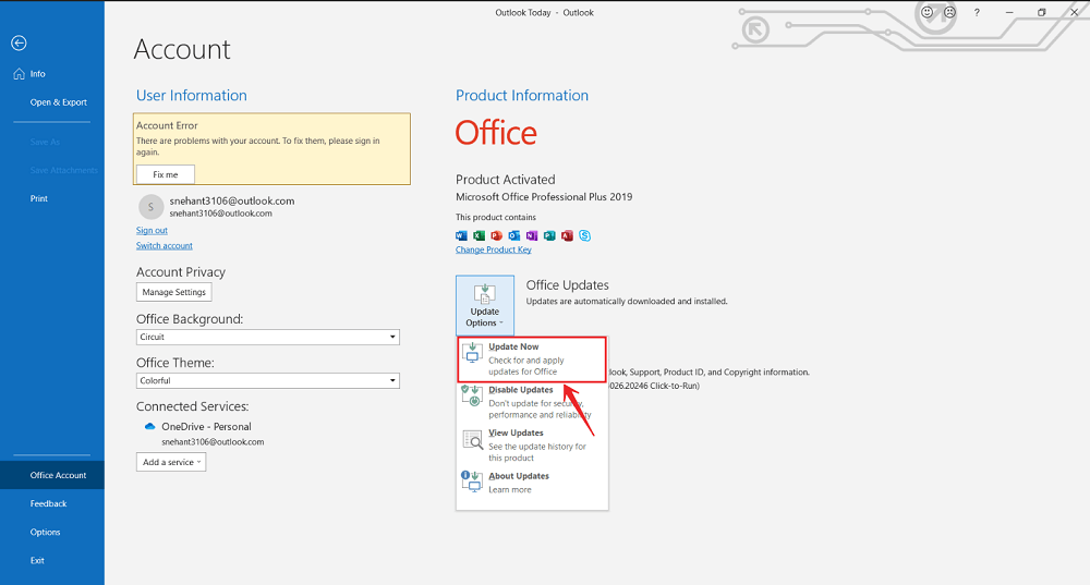 如何更新 Microsoft Outlook