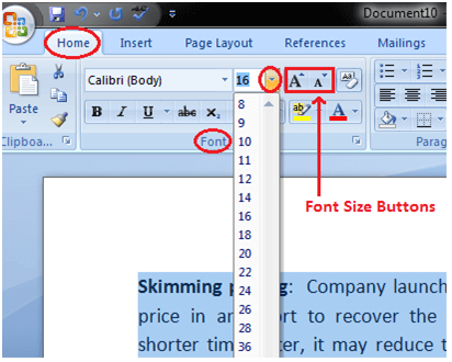 Cách thay đổi cỡ chữ trong Microsoft Word