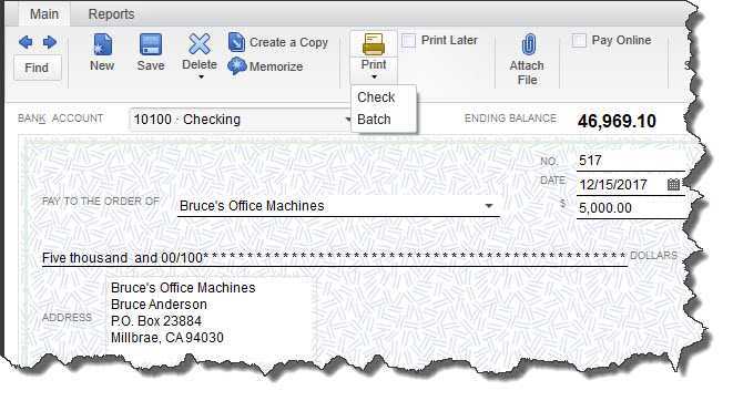 Como imprimir um registro de cheque em QuickBooks