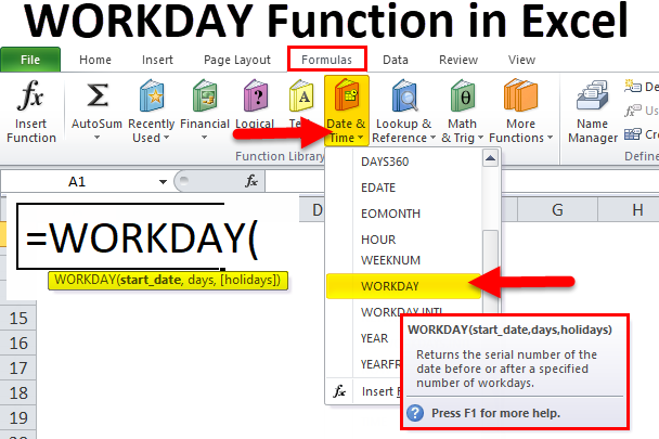 Slik bruker du Workday-funksjonen i Excel