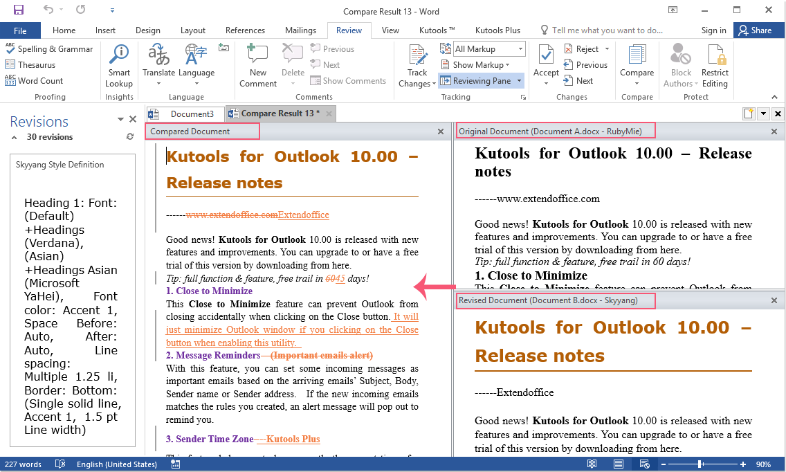 Sådan sammenlignes to dokumenter i Microsoft Word