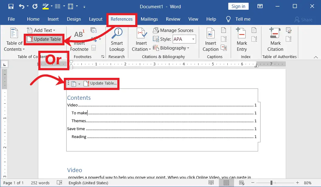 Cách tạo mục lục trong Microsoft Word