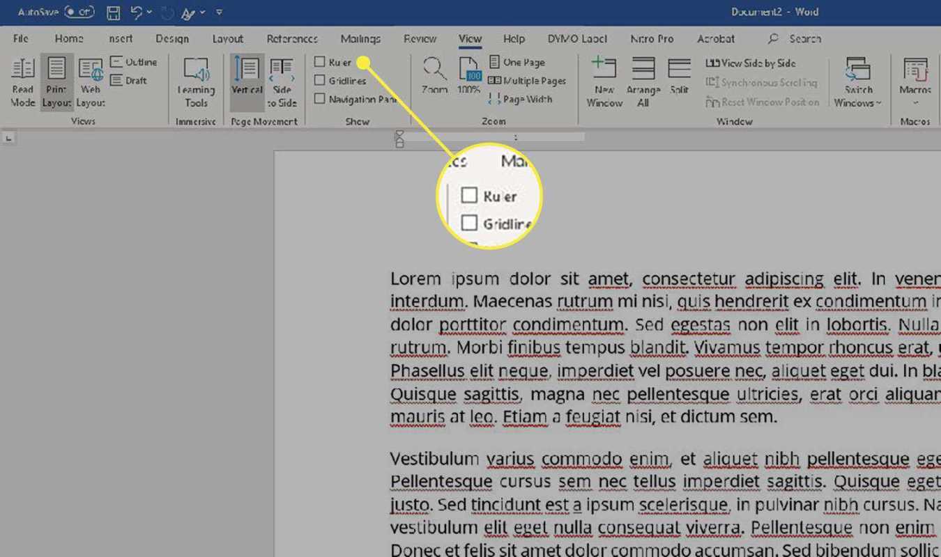 Microsoft WordでRULERを入手する方法